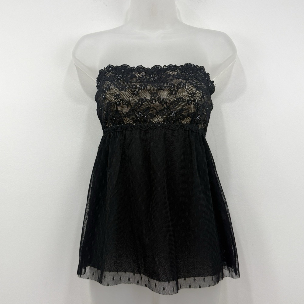 VTG Y2K The Limited Top S Whimsigoth Fairy Grunge Babydoll Coquette Mesh Beaded